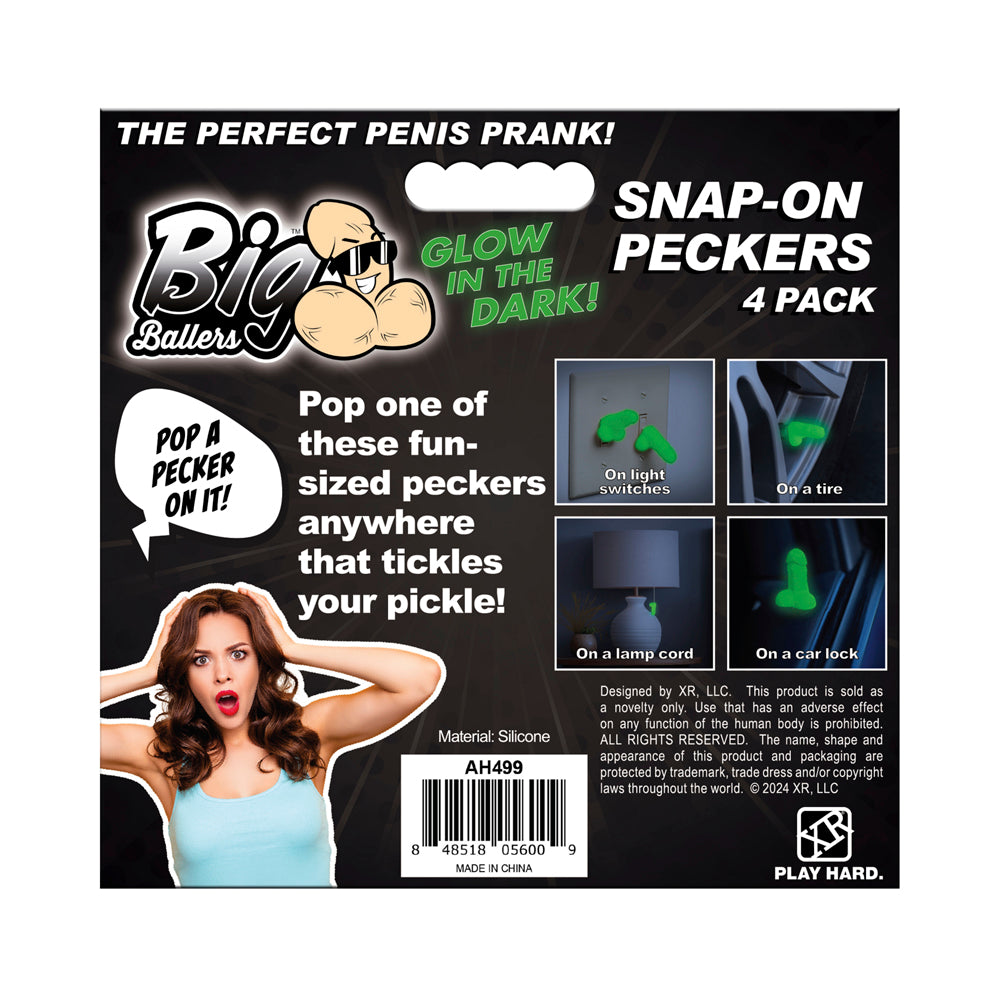 Glow-in-the-Dark Snap-On Peckers - 4 pk