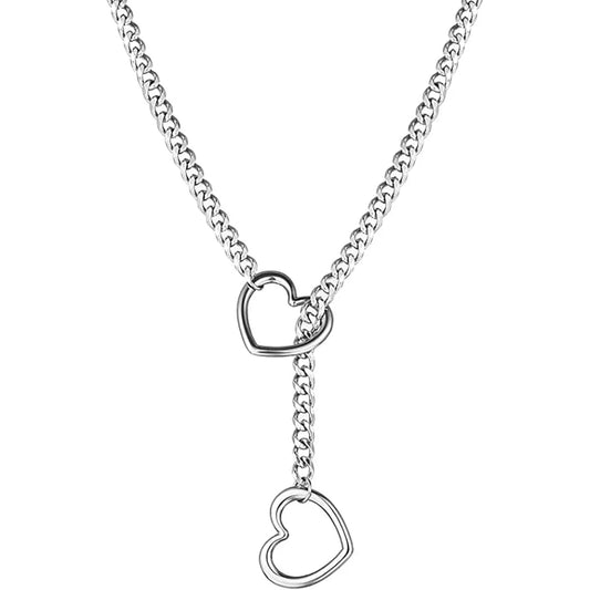 Heart O-Ring Slip Choker Chain (Silver)