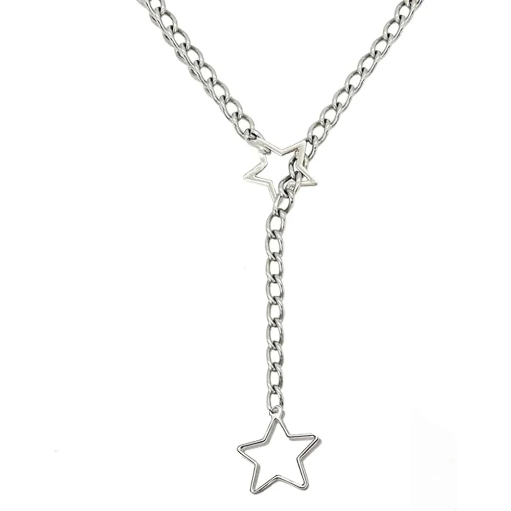 Star O-Ring Slip Choker Chain (Silver)
