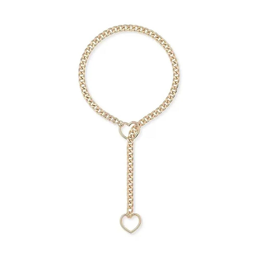 Heart O-Ring Slip Choker Chain (Gold)