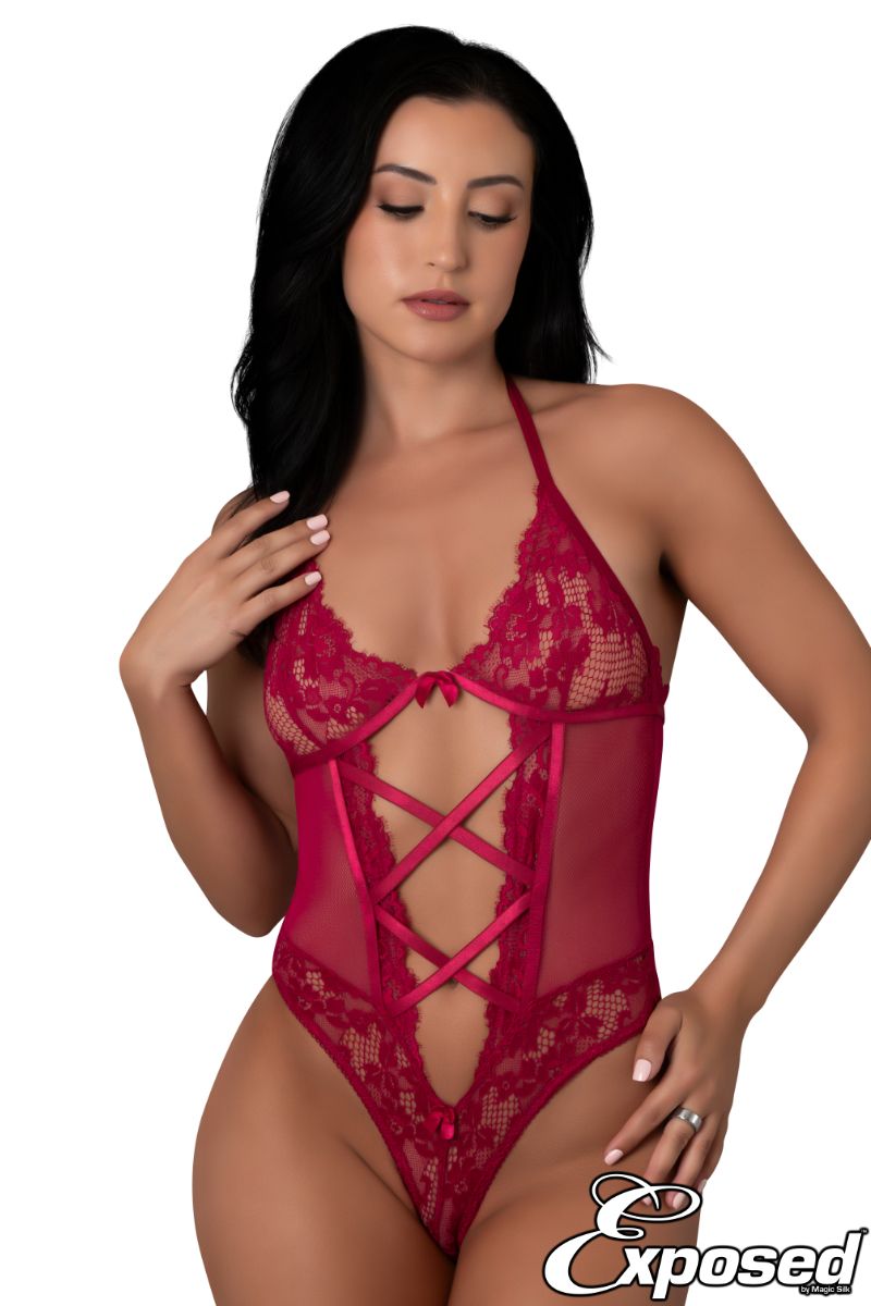 Black Cherry Halter Teddy